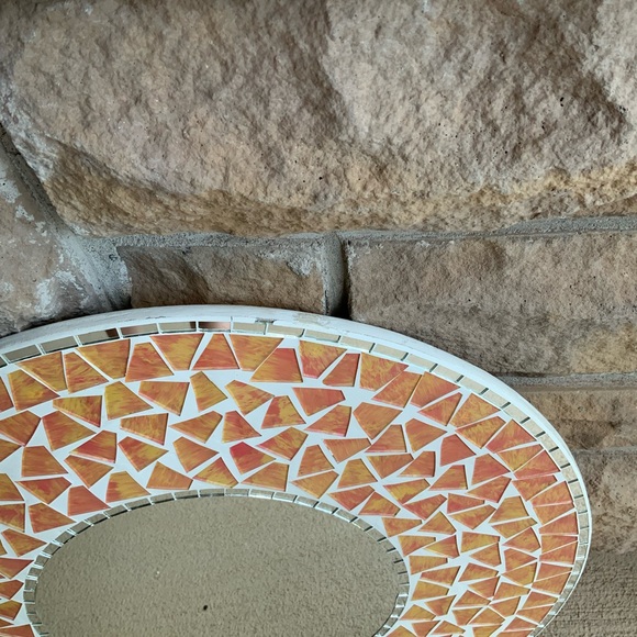 Vintage Early 2000’S Mosaic Tile Orange Round Ceramic Wall Mirror 19” Diameter - Picture 12 of 12